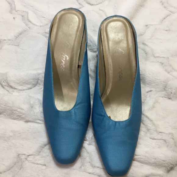 light blue mules shoes